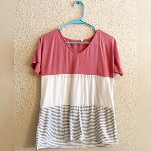 Boutique Pink and Striped Shirt size Small